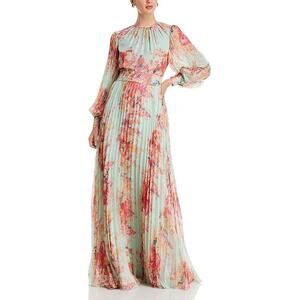 Teri Jon by Rickie Freeman Floral Print Pleated Dress Multi Size 4 0676